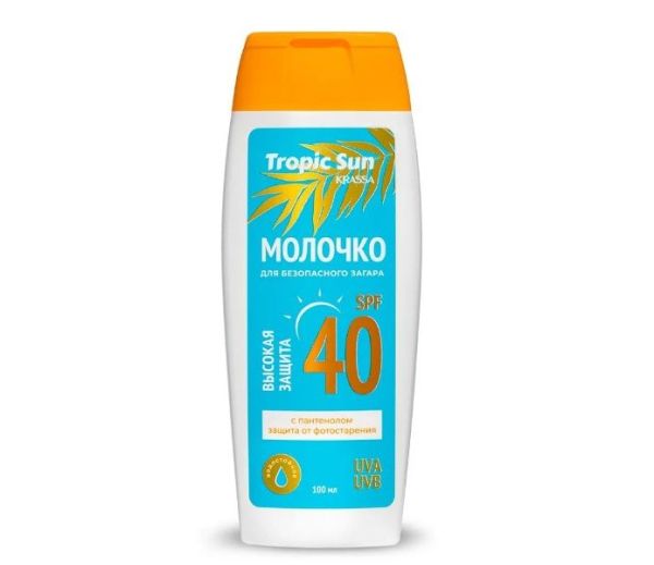 Изображение товара Молочко Tropic Sun для безопасного загара SPF-40 Krassa 100мл Молочко Tropic Sun для безопасного загара SPF-40 Krassa 100мл фотография