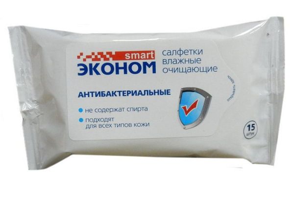 Изображение товара Салфетки влажные Эконом Smart антибактериальные №15 Салфетки влажные Эконом Smart антибактериальные №15 фотография