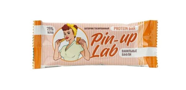 Изображение товара Батончик протеиновый глазированный Ванильные вафли Pin-up Lab 40г Батончик протеиновый глазированный Ванильные вафли Pin-up Lab 40г фотография